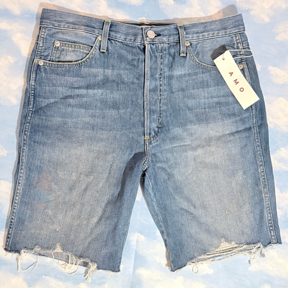 NWT $235 AMO Long Lover boy Cut-offs Jean Shorts